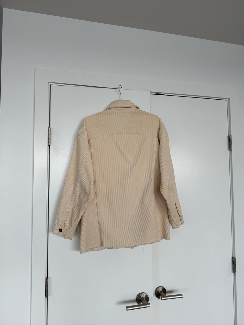 Zara Beige Corduroy Jean Jacket - Neutral Button-Up - Picture 3 of 3